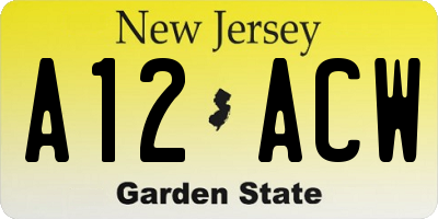 NJ license plate A12ACW