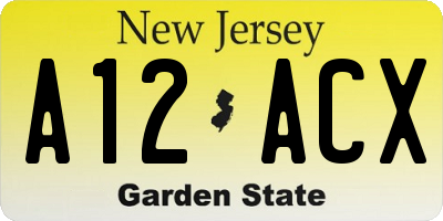 NJ license plate A12ACX