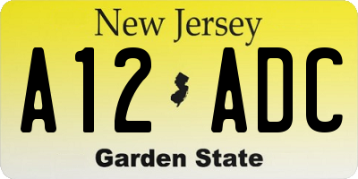 NJ license plate A12ADC