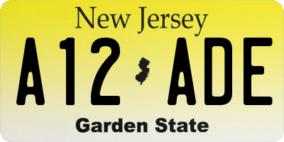NJ license plate A12ADE