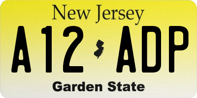 NJ license plate A12ADP