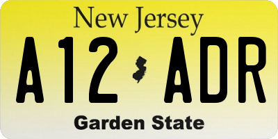 NJ license plate A12ADR