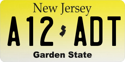 NJ license plate A12ADT