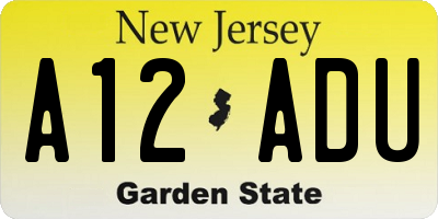 NJ license plate A12ADU