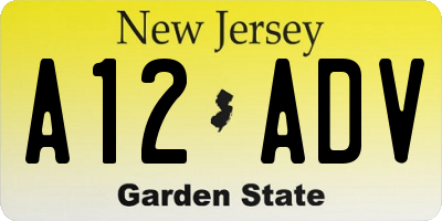 NJ license plate A12ADV