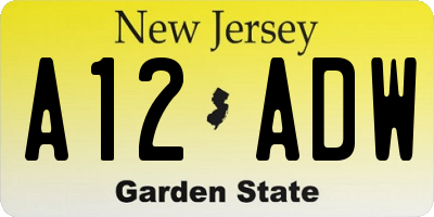 NJ license plate A12ADW