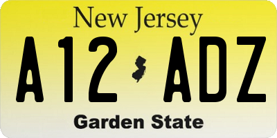 NJ license plate A12ADZ