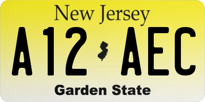 NJ license plate A12AEC