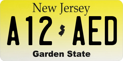NJ license plate A12AED