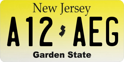 NJ license plate A12AEG