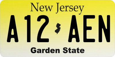 NJ license plate A12AEN