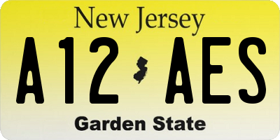 NJ license plate A12AES