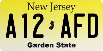 NJ license plate A12AFD
