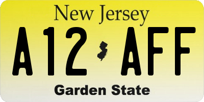 NJ license plate A12AFF
