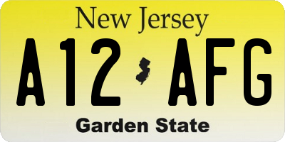 NJ license plate A12AFG