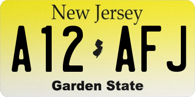 NJ license plate A12AFJ