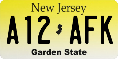 NJ license plate A12AFK