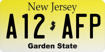 NJ license plate A12AFP