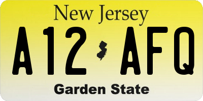 NJ license plate A12AFQ