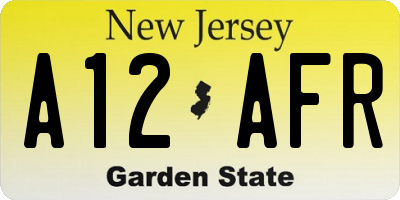 NJ license plate A12AFR