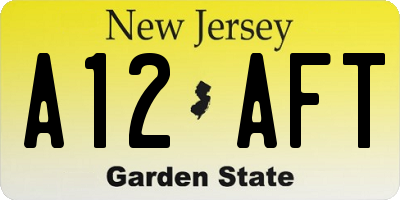 NJ license plate A12AFT