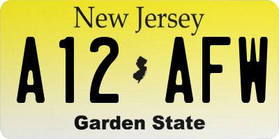 NJ license plate A12AFW