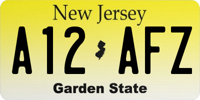 NJ license plate A12AFZ