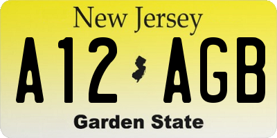 NJ license plate A12AGB