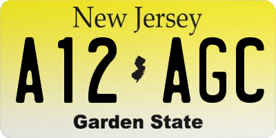 NJ license plate A12AGC
