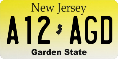 NJ license plate A12AGD