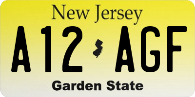 NJ license plate A12AGF