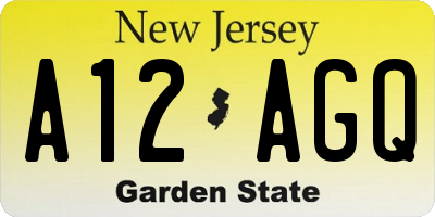 NJ license plate A12AGQ
