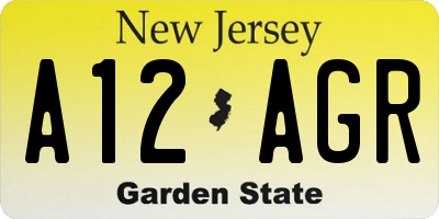 NJ license plate A12AGR