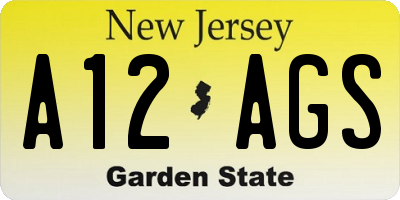NJ license plate A12AGS