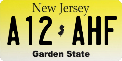 NJ license plate A12AHF
