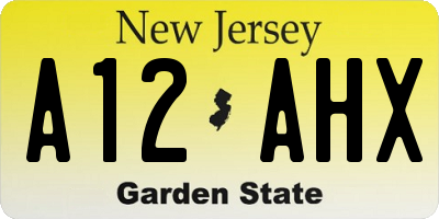 NJ license plate A12AHX