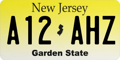 NJ license plate A12AHZ