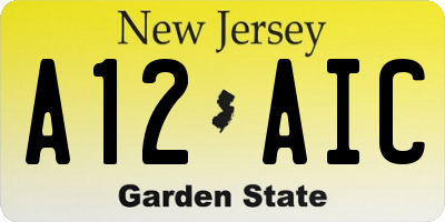 NJ license plate A12AIC
