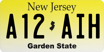 NJ license plate A12AIH