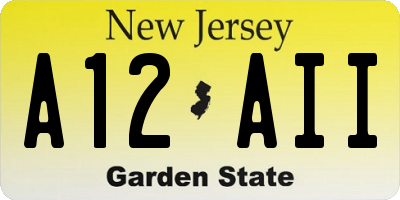 NJ license plate A12AII
