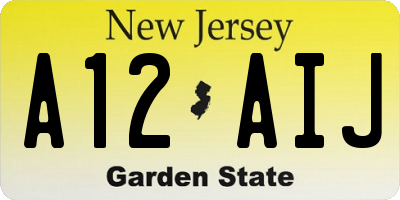 NJ license plate A12AIJ