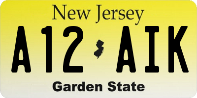 NJ license plate A12AIK