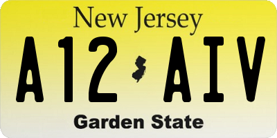 NJ license plate A12AIV