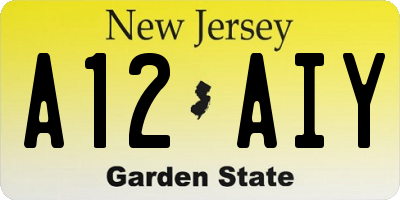 NJ license plate A12AIY