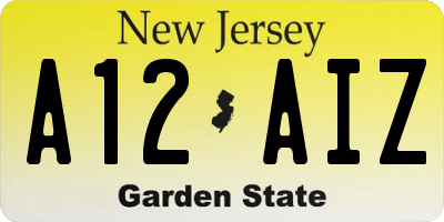 NJ license plate A12AIZ