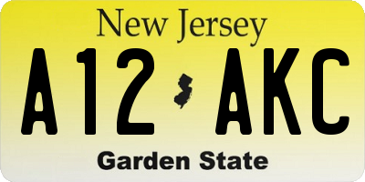 NJ license plate A12AKC
