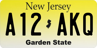 NJ license plate A12AKQ