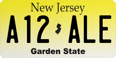 NJ license plate A12ALE