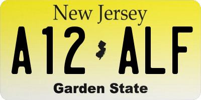 NJ license plate A12ALF