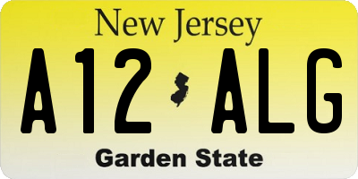 NJ license plate A12ALG